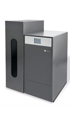DOMUSA BIOCLASS NG 66 caldera de pellets de 66,1 Kw solo calefacción, con camara de combustión de acero inox., intercambiador tubular.