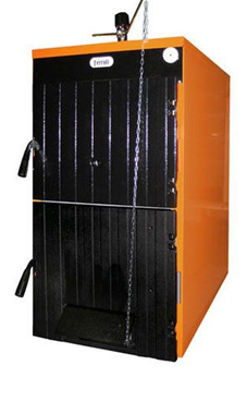 FERROLI SFL 6 caldera de leña de 43 kw, adaptable con accesorio quemador a pellet de 78% de rendimiento con leña, con carbon 80,5% y con pellet 87,7% presión máxima de trabajo 4 bar (caldera+quemador+depósito de 238 kg)