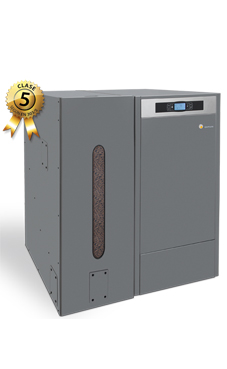 DOMUSA BIOCLASS NG 43+DR caldera policombustible(pellet, hueso aceituna, cáscara avellana) de 42,7 Kw solo calefacción, con camara de combustión de acero inox., intercambiador tubular.