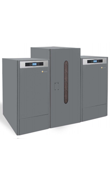 DOMUSA BIOCLASS NG M 66/66 caldera de pellets de 132,2 Kw solo calefacción, con camara de combustión de acero inox., intercambiador tubular.