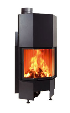 EDILKAMIN AIRFIRE PUERTA GUILLOTINA PRISMATICO de 10 Kw tiro natural.Salida humos hembra Ø 20 cm.