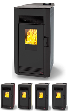 LASIAN LLAIMA de  2,9 a 8 Kw. calentamiento mediante aire, de 8 KW de potencia térmica máxima. Capacidad de calentamiento de 140 m3 (modelos en burdeos, beige, gris y negro) , mando a distancia opcional, sin limpieza automática.