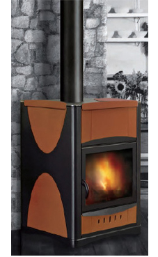 GREENHEISS IDROPIU 30 de 30 Kw. Acabados ocre ,marfil  y rojo burdeos. Consumo 7,5 Kg./hora