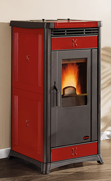 NORDICA-EXTRAFLAME IRMA 3,3-11,4 Kw Revestimiento de  piedra natural ,Ventilación forzada , Cajón extraíble para la ceniza , Hogar en fundición extraíble , Intercambiador de calor con sistema de limpieza manual , Aspirador de humos con control electrónico